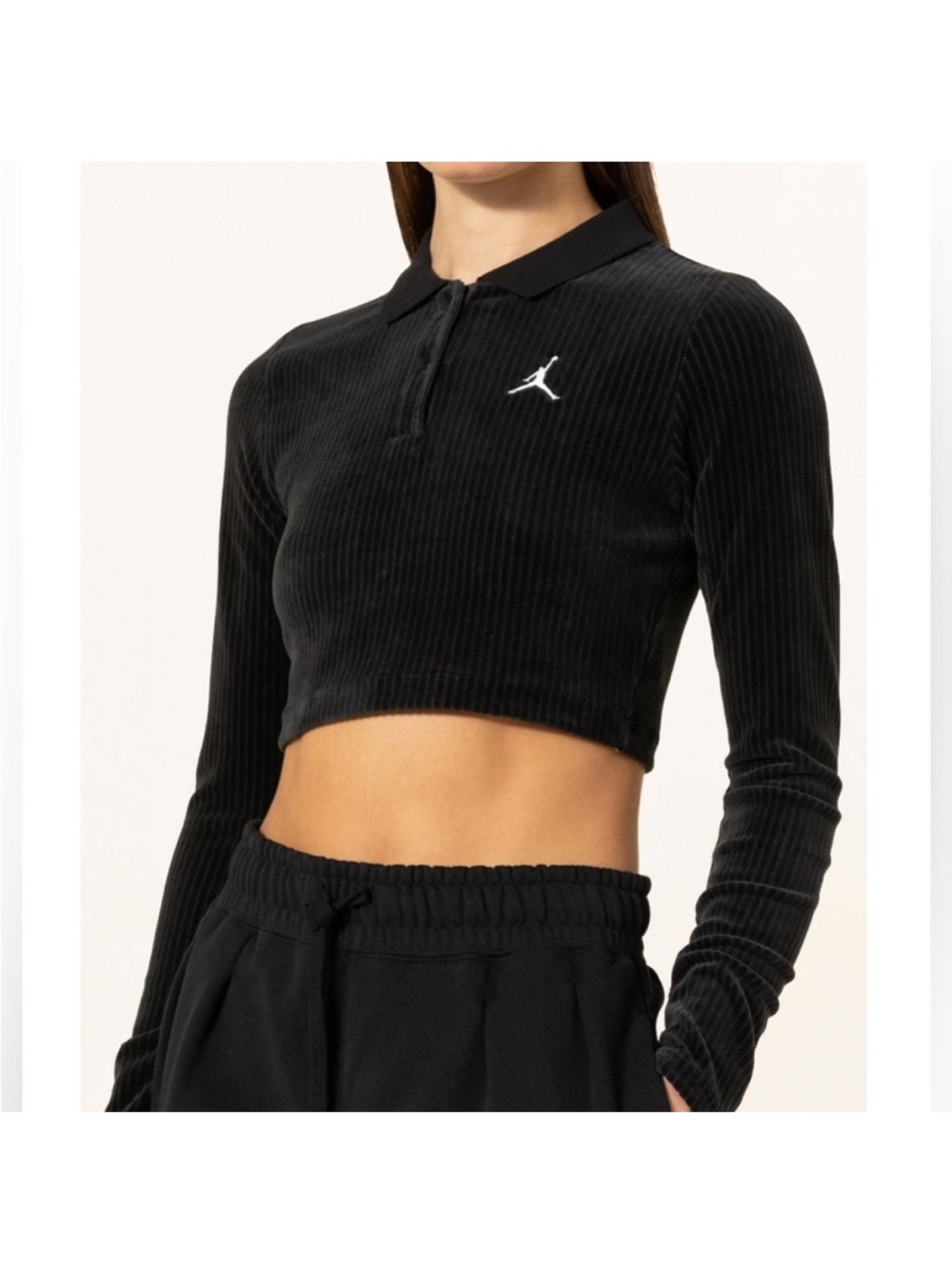 Air Jordan Flight Long-Sleeve Velour Tight Fit Cropped Top Size XS